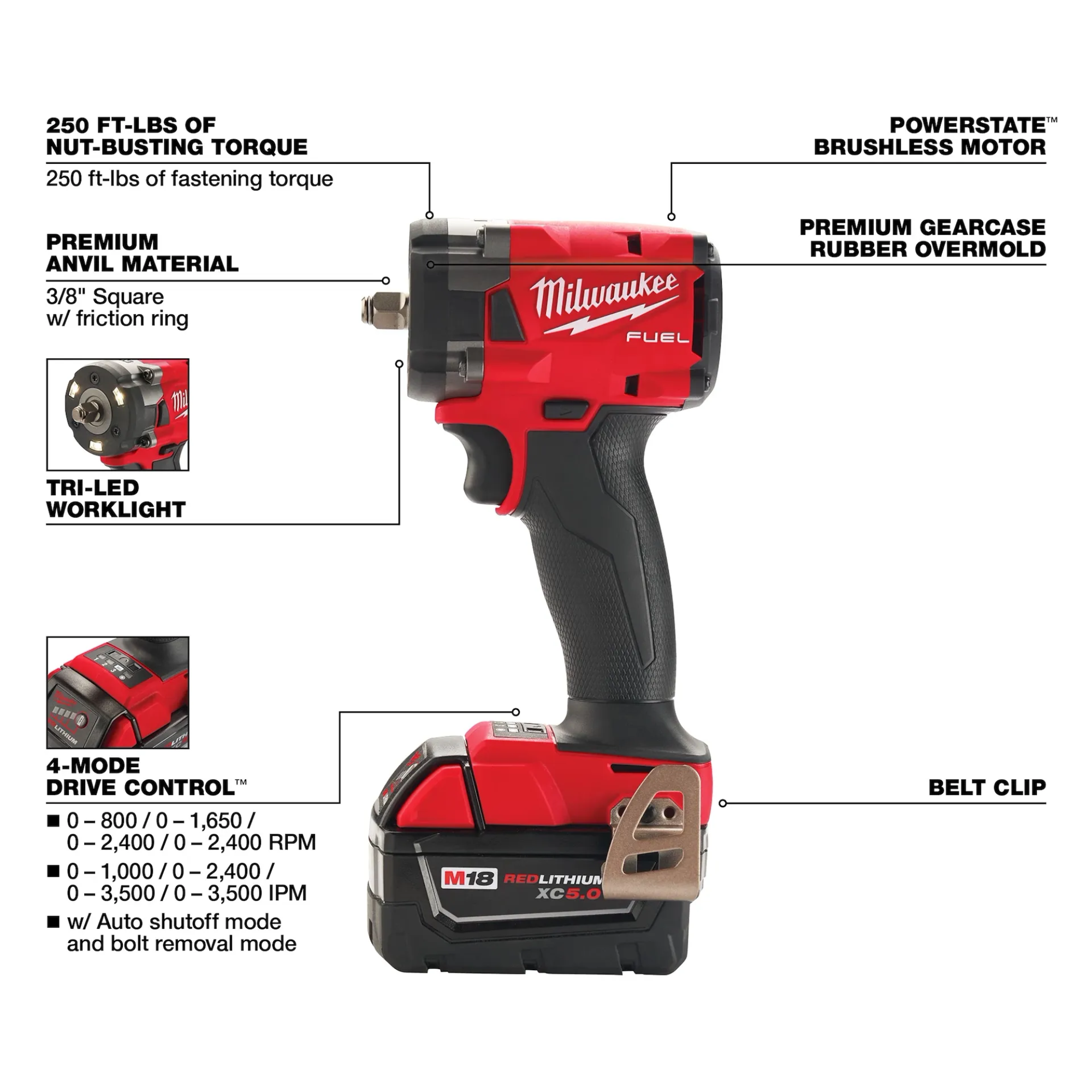 Milwaukee M18 FUEL 3/8 " Compact Impact Wrench w/ Friction R from Columbia Safety
